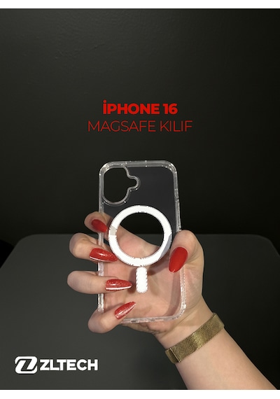 Apple iPhone 16 Uyumlu Magsafe Özellikli Sert Şeffaf Kılıf Plastıc Cover Şeffaf