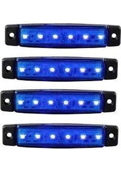 Parmak Lamba 6 Ledli Mavi 24V 4 Lü   Set