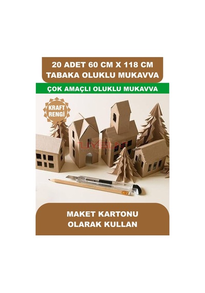 20 Adet 60cm X 118cm Baskısız Tabaka Oluklu Mukavva, Çocuk Etkinlik Kartonu, Maket Kartonu, Kargo Kartonu