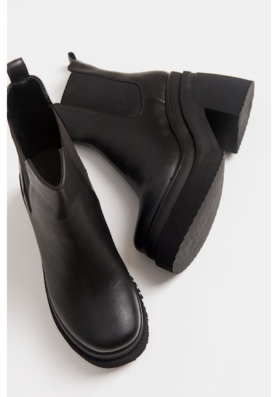 Luvishoes Emma Siyah Cilt Kadın Bot Siyah