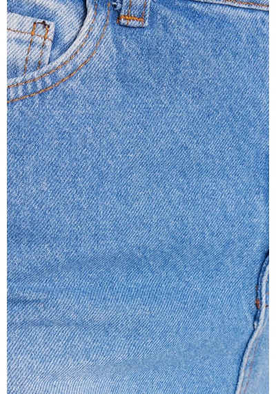 Tudors Kadın Regular Fit Klasik Kesim Pamuklu Bol Paça Mavi Jean Pantolon-39521 Mavi