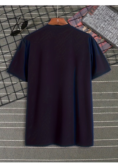 Unisex Boston Tasarım Basklı Tshirt Lacivert