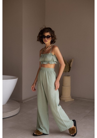 Mai Collection Mai Studios Co. Harvey Çağla Müslin Crop Takım Çağla