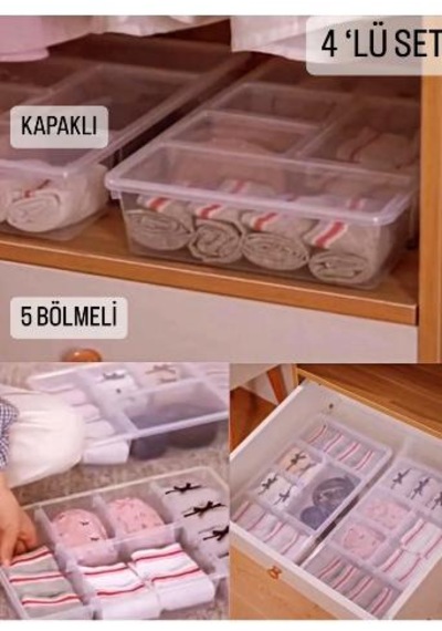 4 Adet Luna Kapaklı Masa Üstü Düzenleyici Ofis Malzemesi Saklama
