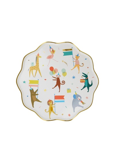 Meri Meri - Animal Parade Dinner Plates - Hayvan Geçit Töreni Tabaklar L 8'li