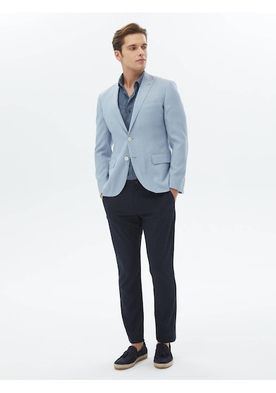 Kip Açık Mavi Düz Slim Fit Ceket 001
