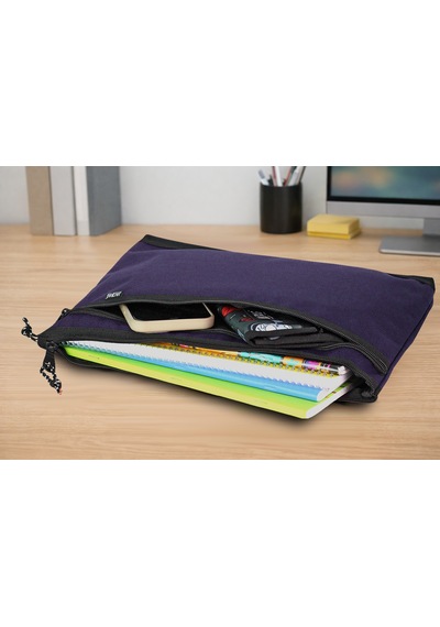 Jacbag Dual Zip Folder -iki Bölmeli Dosya Çanta A4 Dual Zip Folder-mor Tek Renk