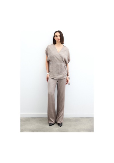 Sateen Cepli Bol Pantolon - Vizon-136043 Vizon