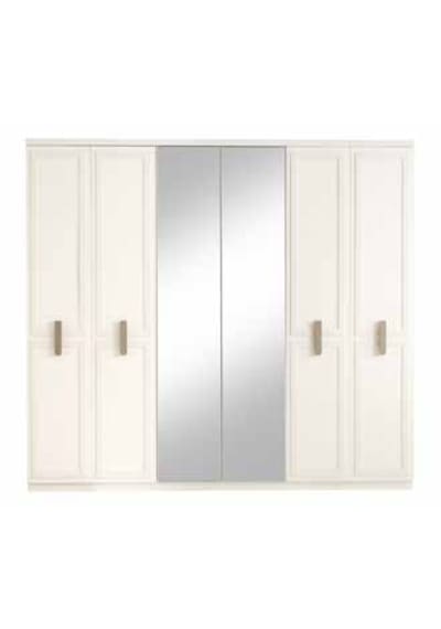 Lucca Tamamı Mdf 6 Membranlı Kapaklı Reflekte Camlı Gardırop Dolap Beyaz