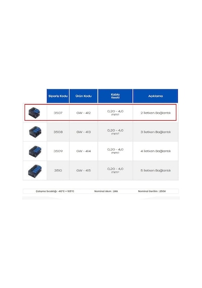 Gwest Gw-412 2 İletken Bağlantılı Çok Amaçlı Klemens 1 Adet