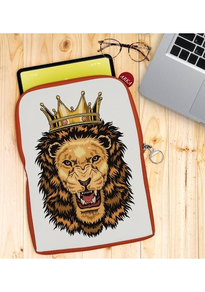 Bk Gift Aslan Tasarımlı Taşınabilir Koruyucu Tablet Kılıfı & Organizer Çanta - Turuncu-1