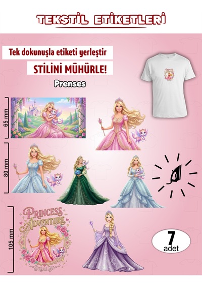 Ütü İle Yapışan Kıyafet Etiketi Prenses 7li Set Karışık