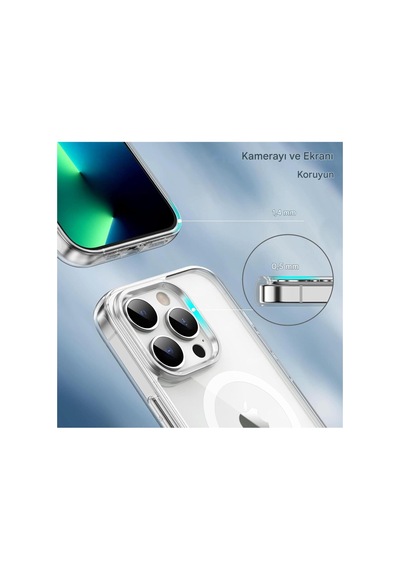 Apple iPhone Uyumlu 13 Pro Max Şeffaf Magsafe Kılıf Mtl Safe