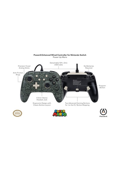 Switch İçin Geliştirilmiş Kablolu Powera Controller Power-up Mario, Gamepad, Oyun Kumanda Sku: Smgstke506cec8c7