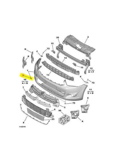 Citroen C-elysee Ön Tampon Çeki Kapak 2012-2016 1608698880 7414019 1.2 Vtı, 1.6 Hdı, 1.6 Vtı