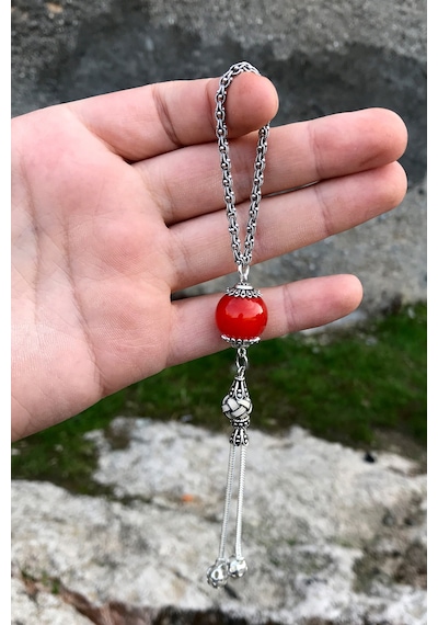 Kehribar Taşlı 925 Ayar Gümüş Anahtarlık