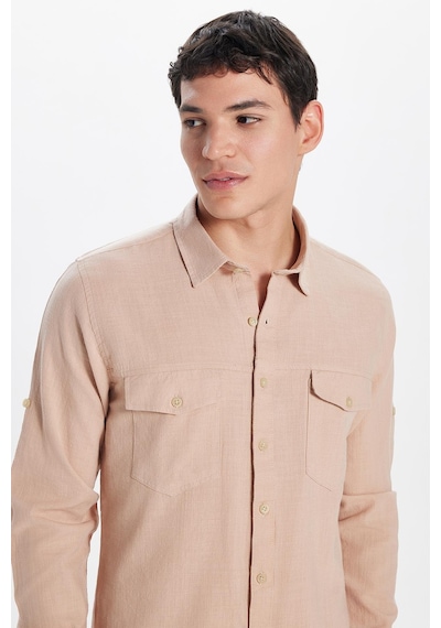 Tudors Erkek Slim Fit Dar Kesim %100 Pamuk Keten Doku Çift Cep Spor Yaka Somon Gömlek-32721 Somon Tudors Erkek Slim Fit Dar Kesim %100 Pamuk Keten Doku Çift Cep Spor Yaka Somon Gömlek-32721 Somon