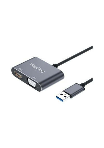 Usb-a To 4k 30hz Hdmı Ve 1080p 60hz Vga Görüntü Çevirici Kablo