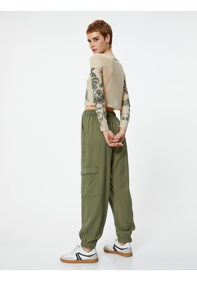 Koton Kargo Jogger Pantolon Cepli Lyocell Kumaş Haki 4sal40039ıw Haki