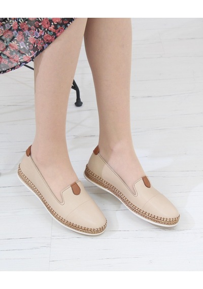 Nesil Shoes Syg P01 Bej Hakiki Deri Kadın Ayakkabı-bej Bej