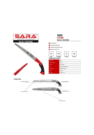 Sara S609 270 Mm Kılıflı Testere Ergonomik Kauçuk Saplı
