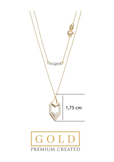 14 Ayar Sarı Altın Sertifikalı Premium Created Taşlı 42 Cm Kolye