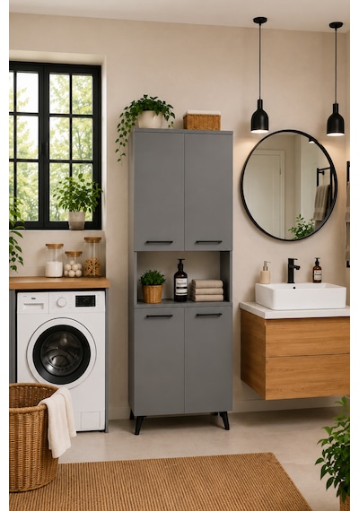 Reyo Enda Home Listra 4 Kapaklı Çok Amaçlı Dolap 170,8 Cm, Raflı, Ayaklı Depolama Dolabı - Antrasit Reyo Enda Home Listra 4 Kapaklı Çok Amaçlı Dolap 170,8 Cm, Raflı, Ayaklı Depolama Dolabı - Antrasit