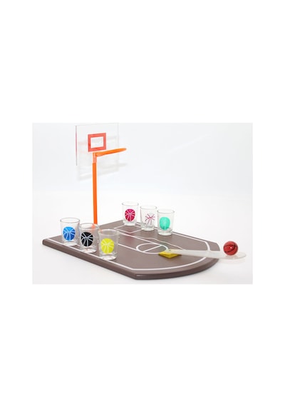3 Adet Shot Bardak Oyunu Basket Tasarımlı Eğlence Oyunu, Masa/parti Kullanımı, Shot Glass Game, 24 X 24 Cm Safir
