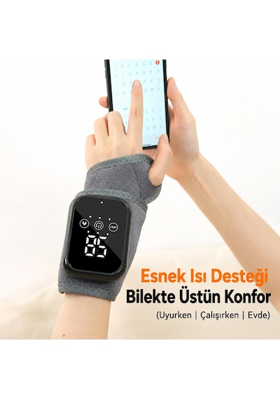 Valkyrie Isıtmalı Titreşimli Bilek Masaj Aleti 2000 Mah Şarjlı 3 Isı 3 Titreşim Kademeli Gri