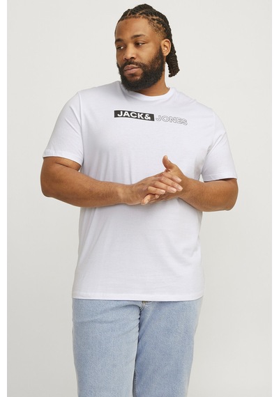 Jack&jones Büyük Beden Erkek Tişört 12243630 Whıte Beyaz