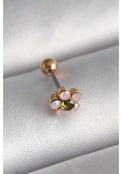 316l Çelik Gold Renk Zirkon Taşlı Çiçek Tragus Piercing Çok Renkli 77410792