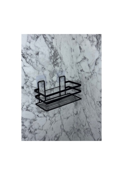 Buççin Online Mağaza Banyo Düzenleyici Şampuanlık Sabunluk 1 Adet Lamalı Yapışkanlı Duş Rafı Organizer Metal Siyah Çok Renkli