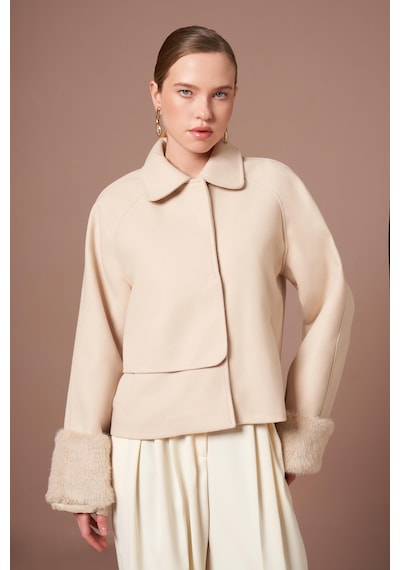 Ftz Women Kadın Kaşe Kısa Kaban Beige 31279 Beige