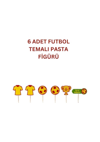 Sarı Kırmızı Futbol Temalı Doğum Günü Parti Seti İyi Ki Doğdun Banner, Tavan Sarkıt, Gözlük, Pasta Süsü Ve Mısır Kutusu