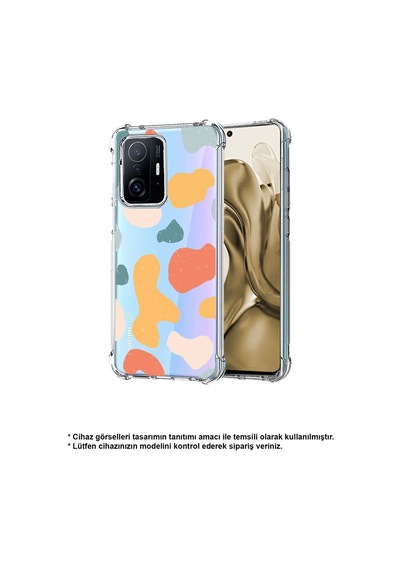Huawei Mate 20 Lite Uyumlu Köşe Korumalı Antişok Kapak Geometrik Şekiller Tasarımlı Şeffaf Kılıf