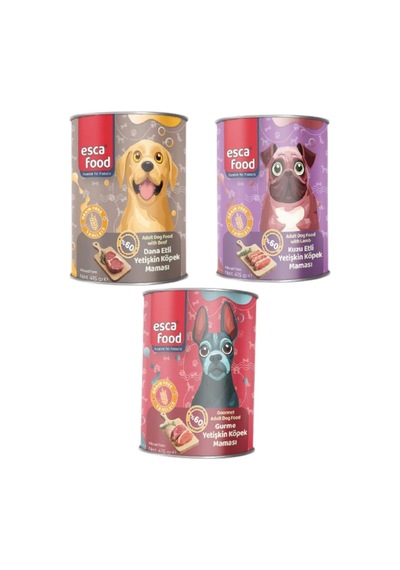 Esca Food 3 Aromalı Etli Yetişkin Köpek Konserve Maması 3x415gr