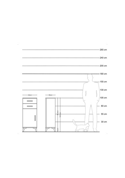 Arges Komodin Tek Raflı 2 Çekmeceli Tek Kapaklı 44x30x106 Çam-aytaşı Atlas Çam