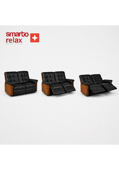 Smarto Relax Berlin İkili Yatar Ayak Uzatmalı Ergonomik Deri Tv Koltuğu Baba Koltuğu Siyah