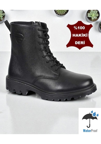 Ispartalılar 7106 Scooter Ortopedik Hakiki Deri Erkek Bot Ayakkabı Fermuarlı Siyah
