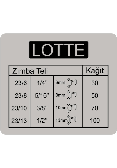 Lotte Zımba Makinesi Arşiv Tipi Kollu 100 Yaprak Gri Lt326 N11.302