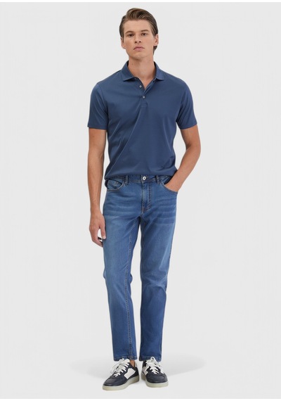 Ramsey Mavi Düz Slim Fit Denim Pamuk Karışımlı Pantolon mavi blue