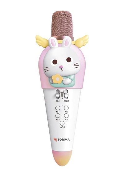 Özel Seri Kablosuz Cihaz Kıdmıc03 Beyaz Tavşan Figürlü Şarjlı Bt Karaoke Mikrofon 5w