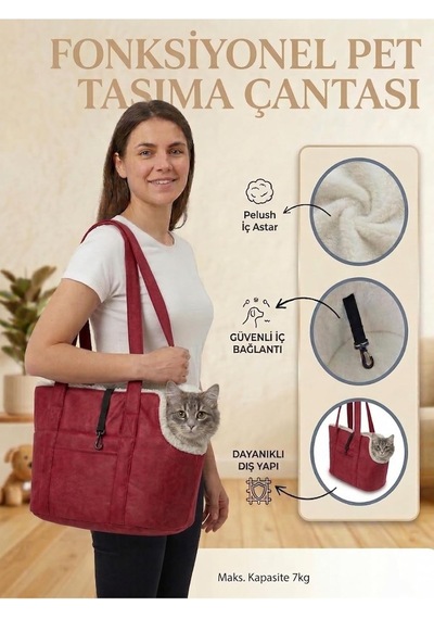 Tr Milano Kedi Köpek El Omuz Taşıma Çantası, Evcil Hayvan Seyahat Çantası, Kırmızı