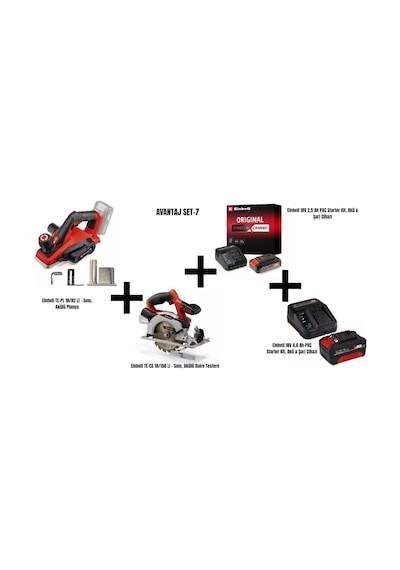 Einhell Set-7 Einhell Te-pl 18/82 Li Akülü Planya+einhell Te-cs 18/150 Li Akülü Daire Testere+einhell 18v 2,5 Ah Pxc Starter Kit, Akü & Şarj Cihaz