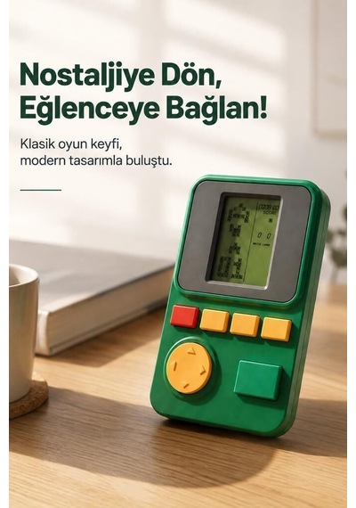 Premium Retro Boş Vakit Gençler Oyun Kolu Atari Joystick Tetris Gameboy Gc011 Yeşil