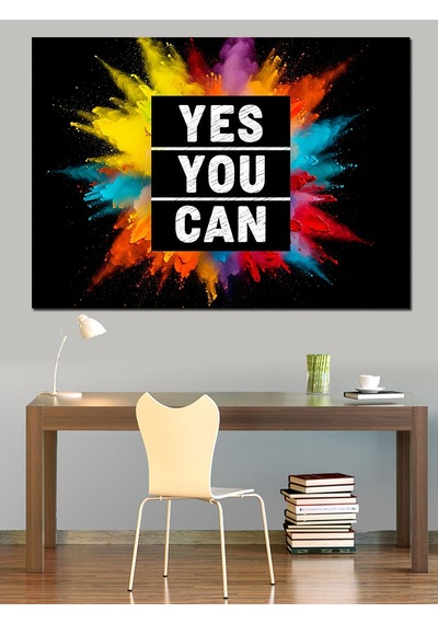 "yes You Can" Evet Yapabilirsin Motivasyon Yazısı Dekoratif Kanvas - Mdf Ahşap Tablo