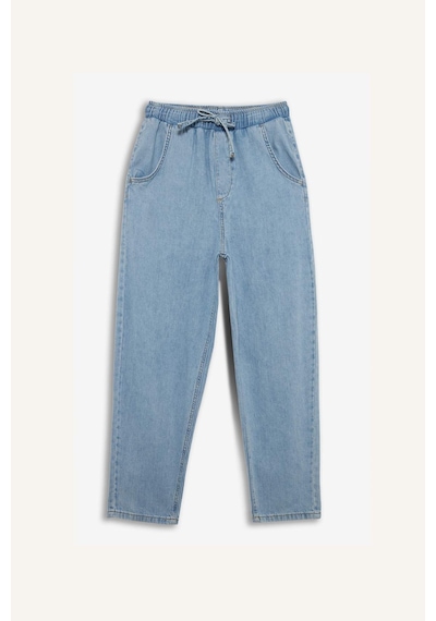 DeFacto Pull On Paperbag Yüksek Bel Düz Paça Uzun Yumuşak Jean Pantolon E0733AX25SMNM28