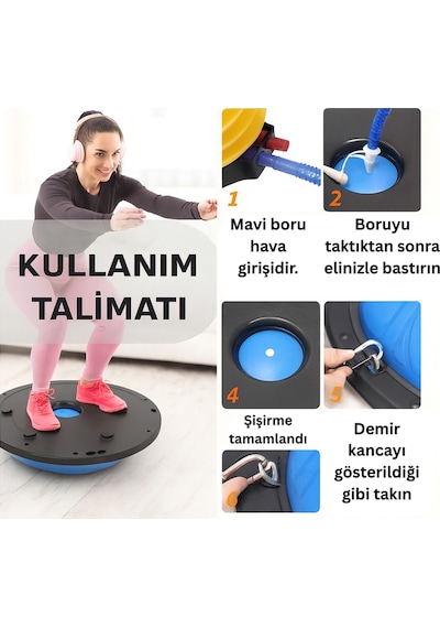 Evapera Yeni Nesil Modern Uluslararası Standartlarda Denge Mobilite Pilates Bosu Ball Aleti Topu 58cm Mor