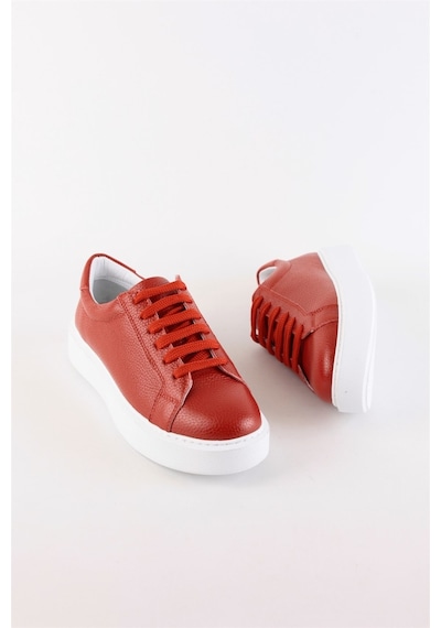 Julia Kırmızı Hakiki Deri Kadın Sneaker-Kırmızı