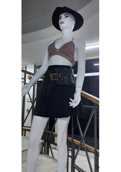 Eren Style Boho Antik Tokalı Zımbalı Hakiki Deri Kemer 80 Cm-95 Cm -9265 Siyah